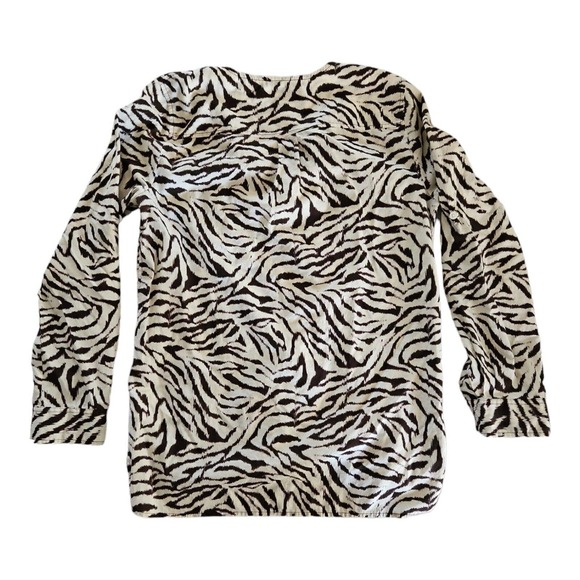 Michael Kors Blouse Medium Women's Long Sleeve Zebra Print Casual Preppy - Picture 8 of 8